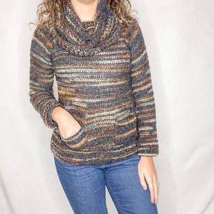89TH & MADISON | Cowl Button Neck Marbled Sweater